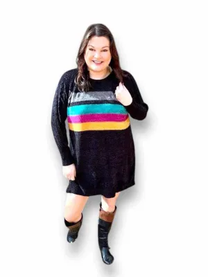 Lauren - Black Teal Magenta Yellow Chest Stripe