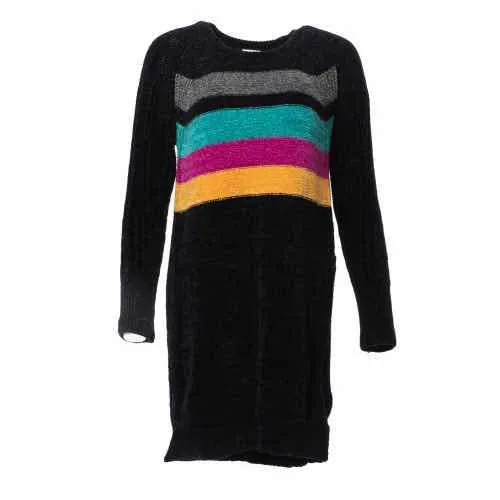 Lauren - Black Teal Magenta Yellow Chest Stripe