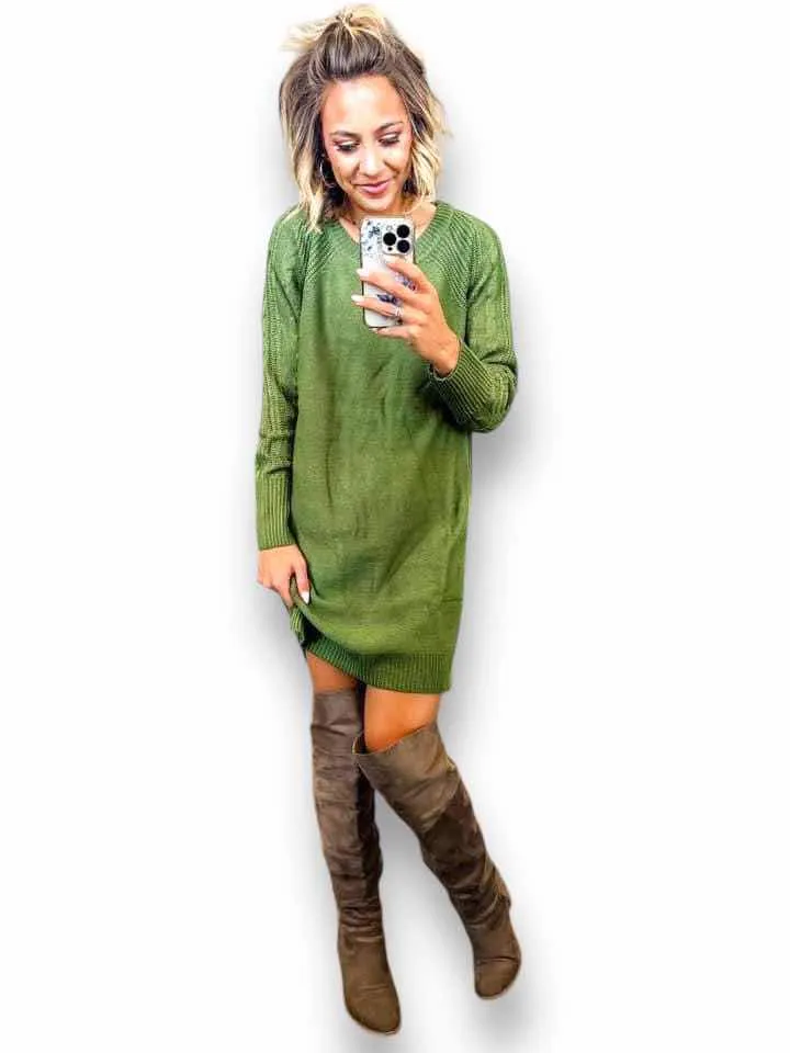 Lauren - Solid Chive Green Sweater Knit