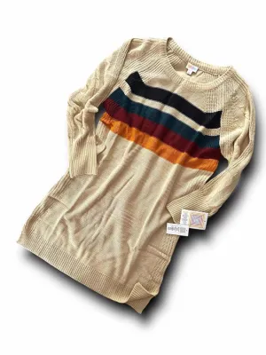Lauren - Tan Retro Chest Stripe Sweater Knit