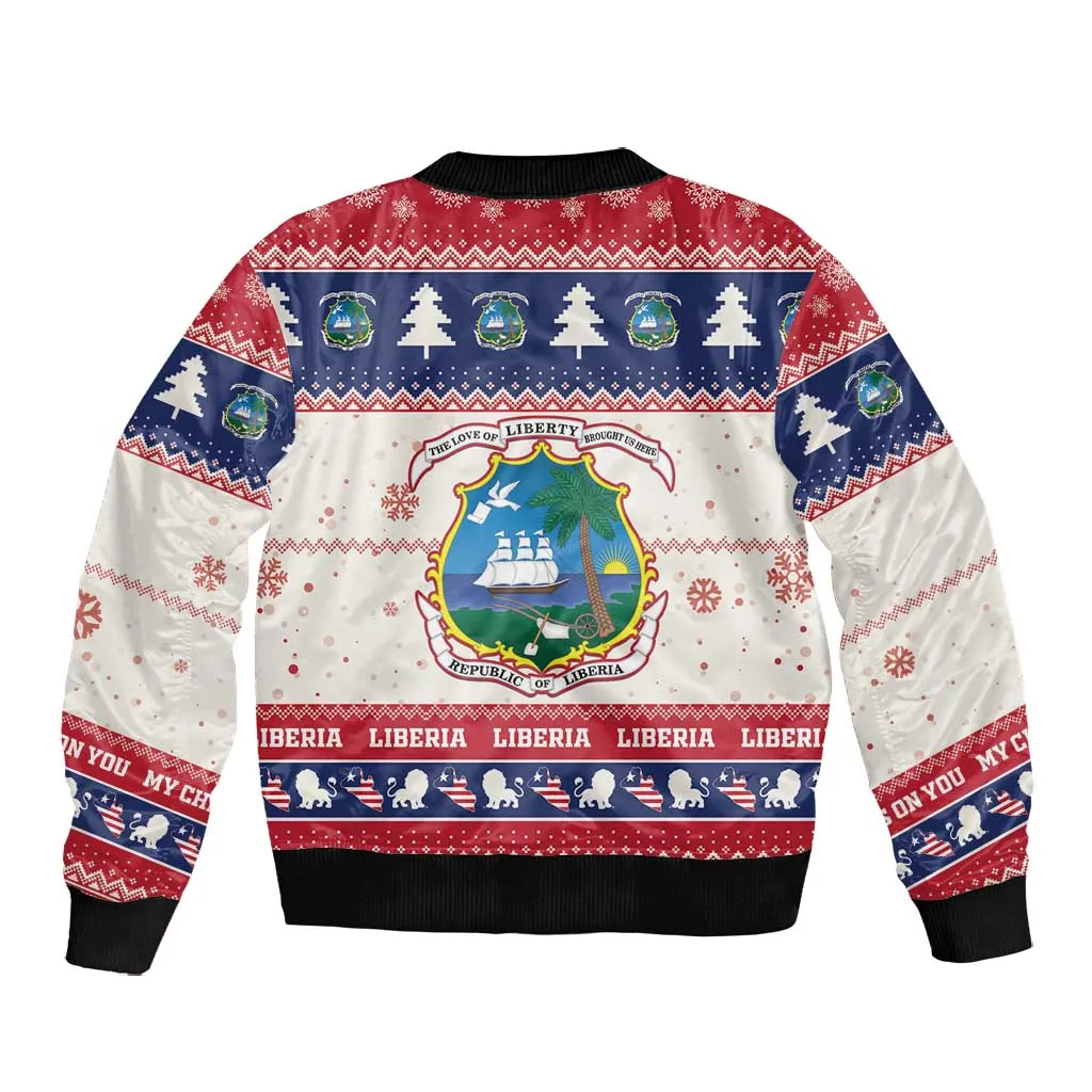Liberia Christmas Bomber Jacket African Lion Santa LT15