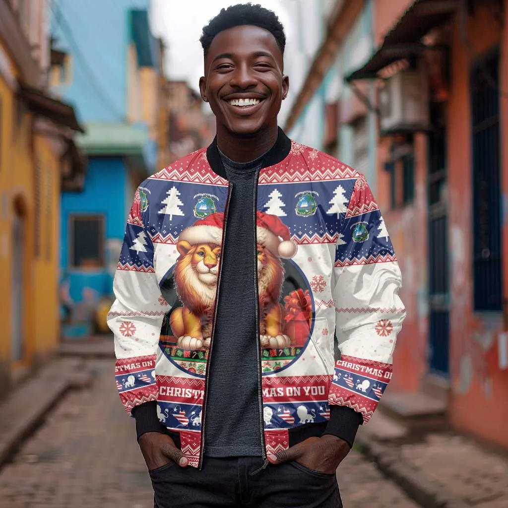 Liberia Christmas Bomber Jacket African Lion Santa LT15
