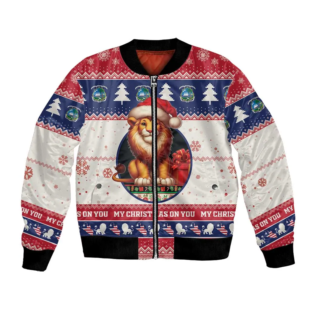 Liberia Christmas Bomber Jacket African Lion Santa LT15