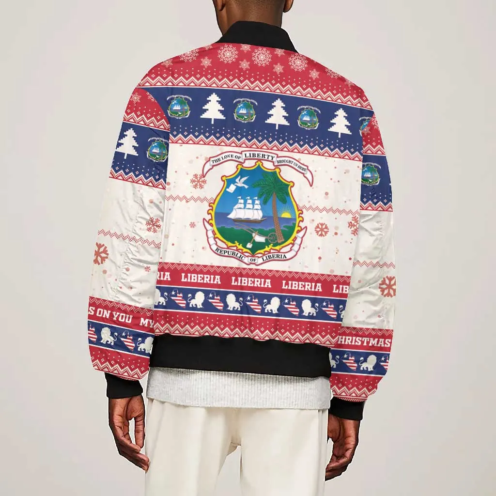 Liberia Christmas Bomber Jacket African Lion Santa LT15