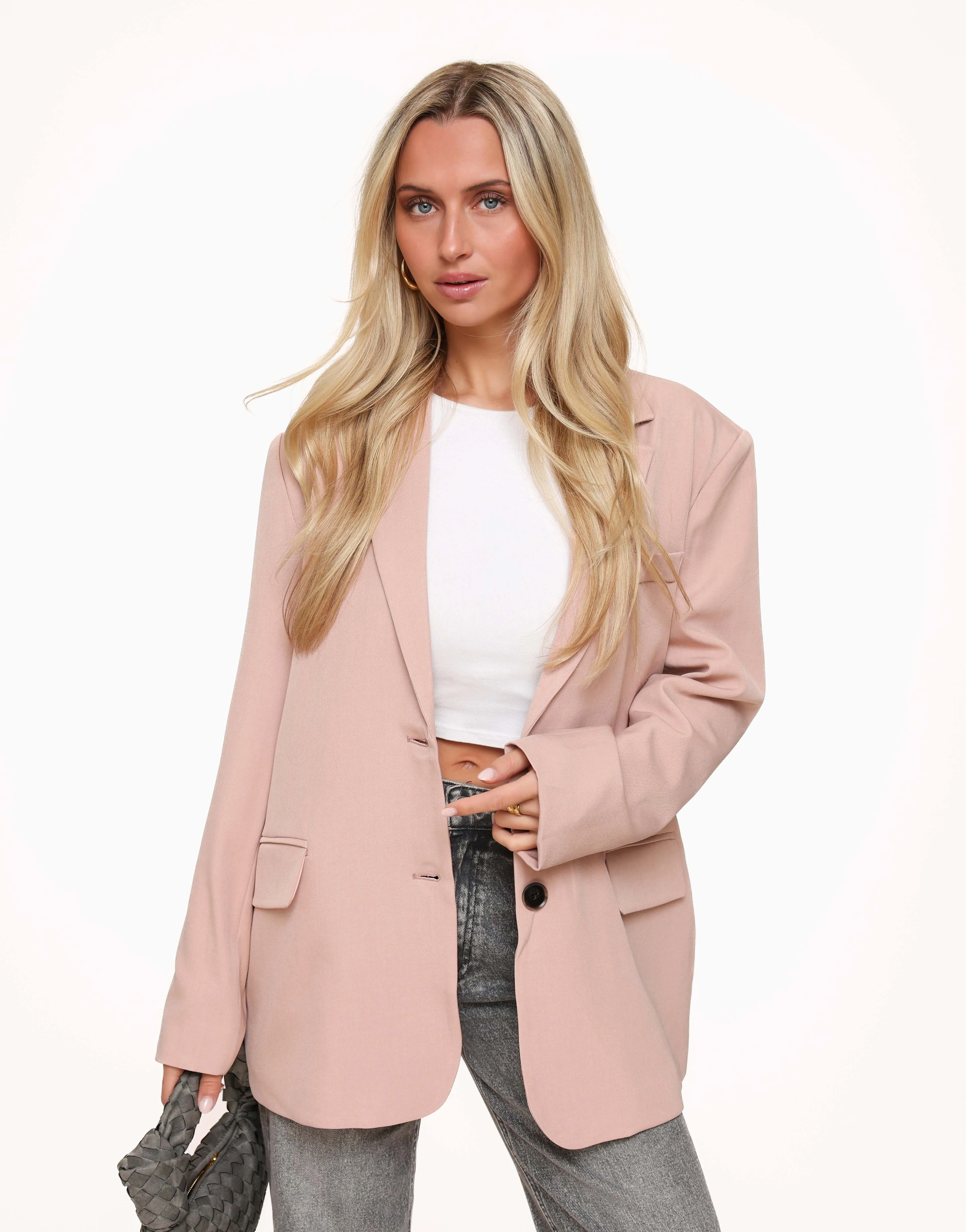 Lichtroze Open Rug Oversized - Blazer