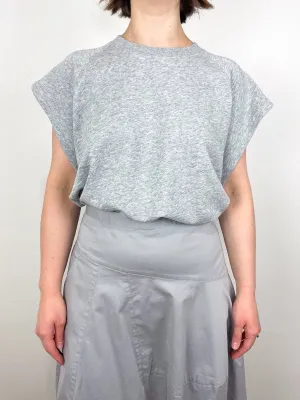 Light Weight Sweatshirting Sleeveless Easy Top in Heather Grey