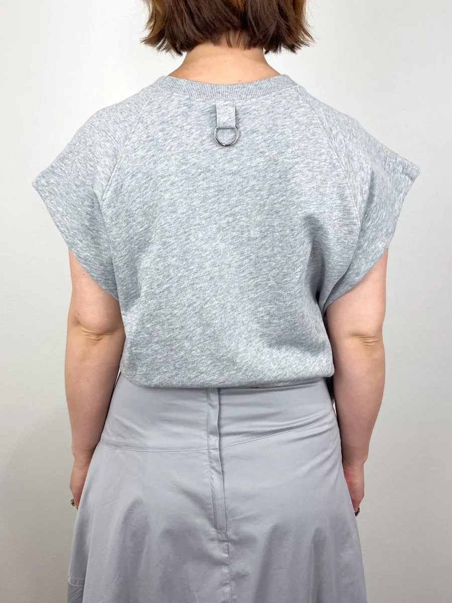 Light Weight Sweatshirting Sleeveless Easy Top in Heather Grey