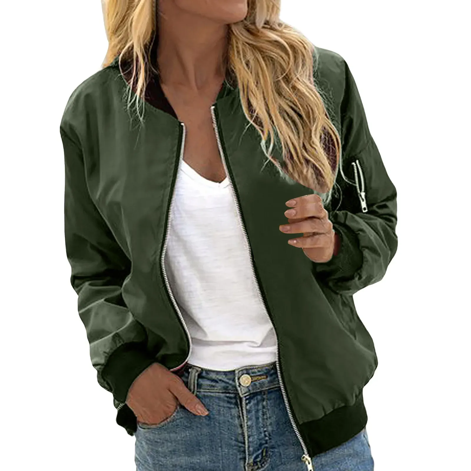 Lightweight bomber jacket with zip - Comfortable and versatile - Perfect for chilly days