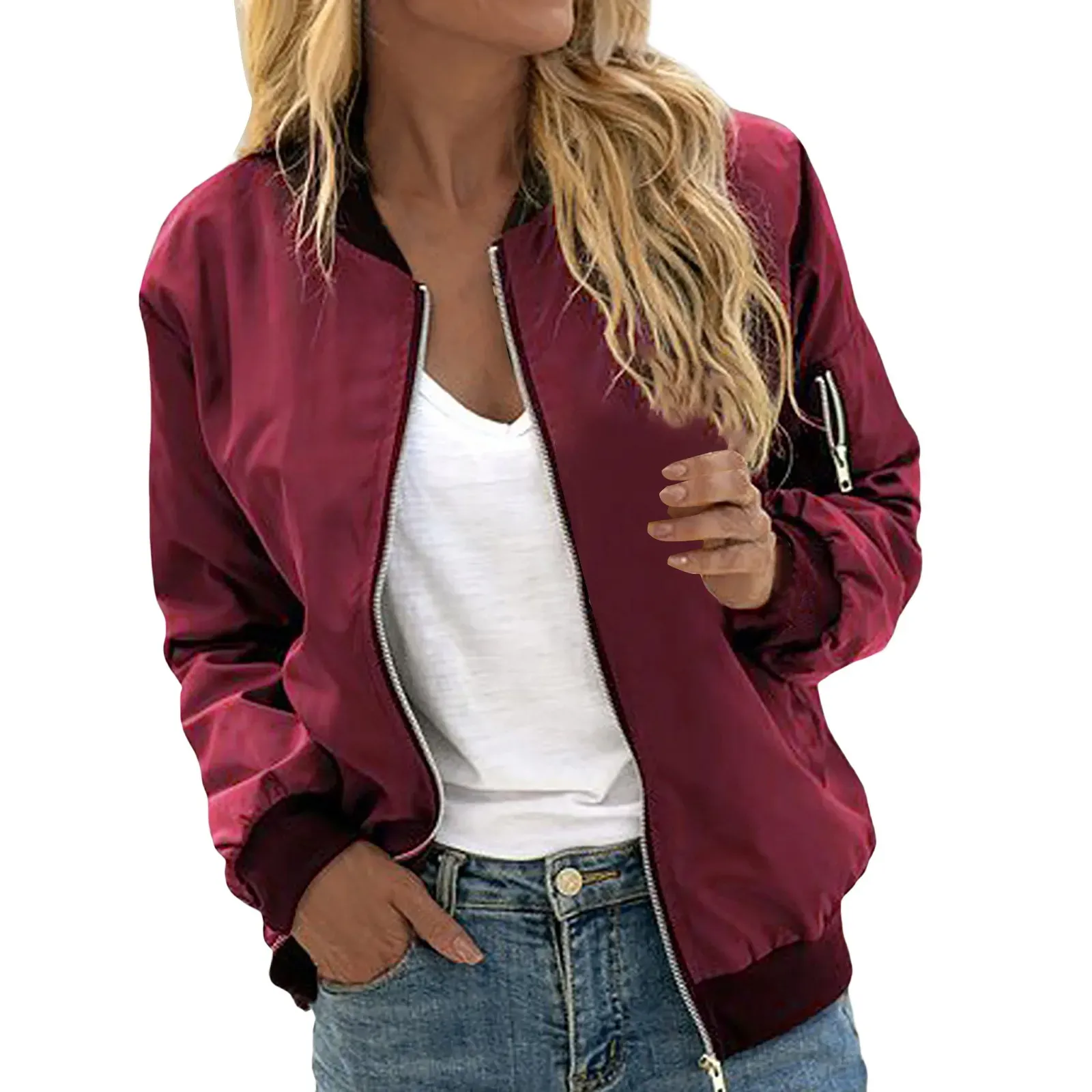 Lightweight bomber jacket with zip - Comfortable and versatile - Perfect for chilly days