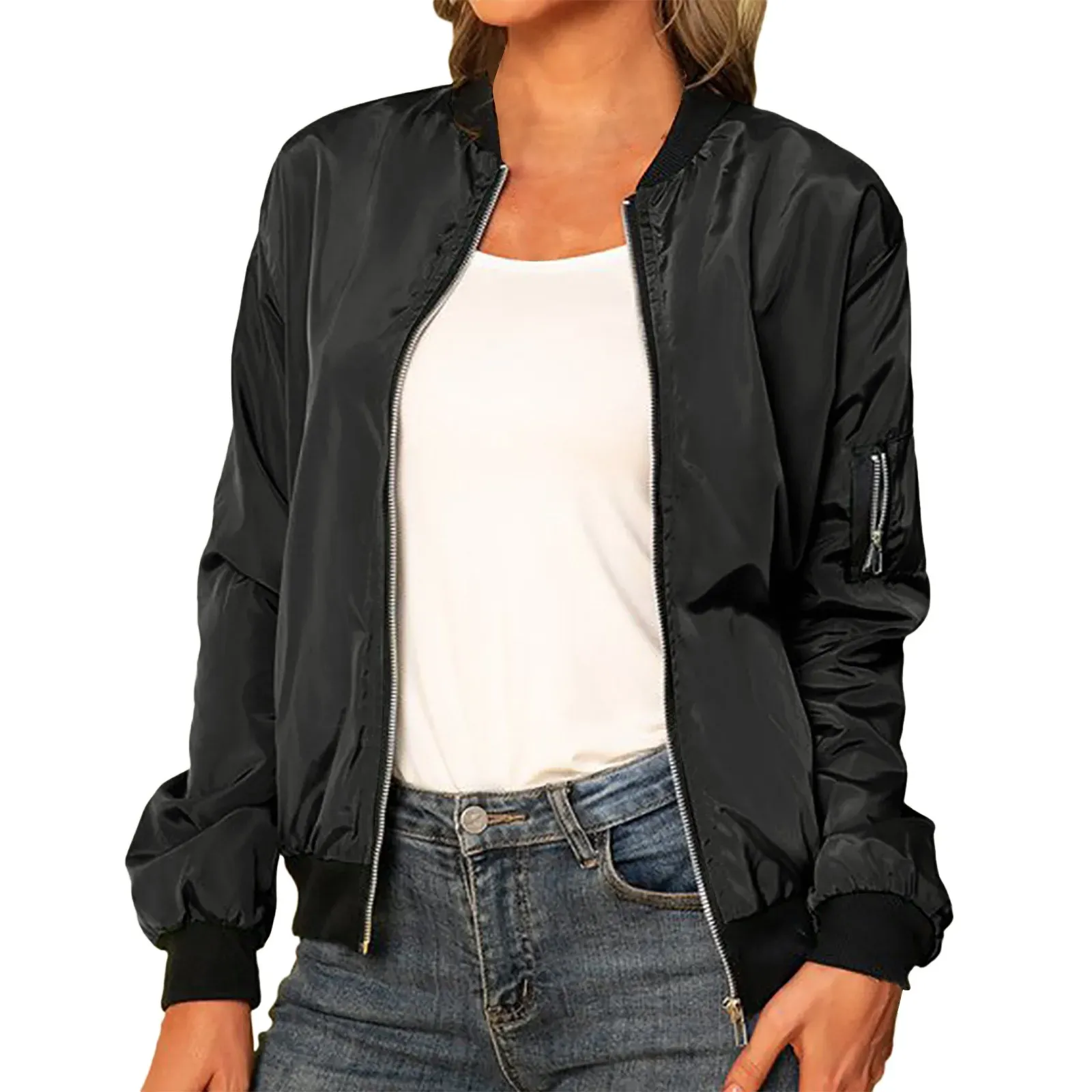Lightweight bomber jacket with zip - Comfortable and versatile - Perfect for chilly days