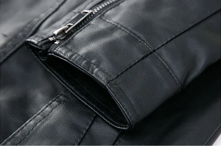 Lightweight Men's Windproof Faux Leather Jacket for Casual Outings