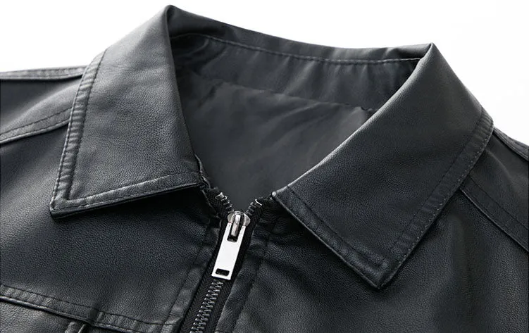 Lightweight Men's Windproof Faux Leather Jacket for Casual Outings