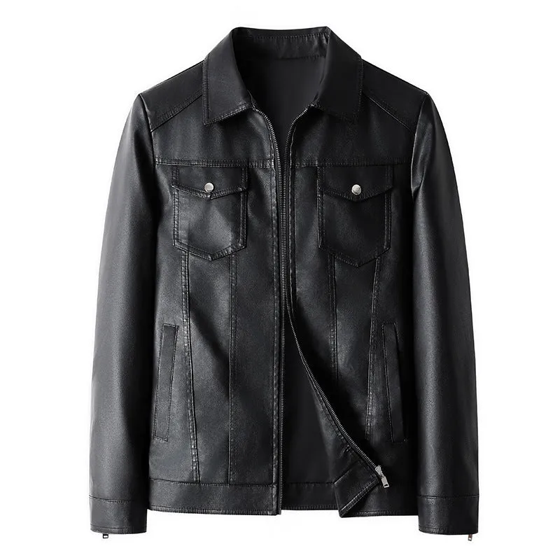 Lightweight Men's Windproof Faux Leather Jacket for Casual Outings