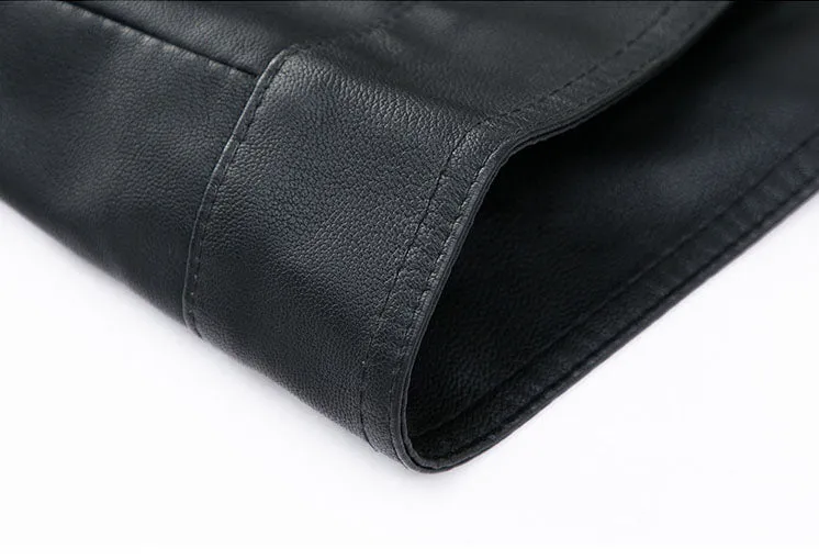 Lightweight Men's Windproof Faux Leather Jacket for Casual Outings