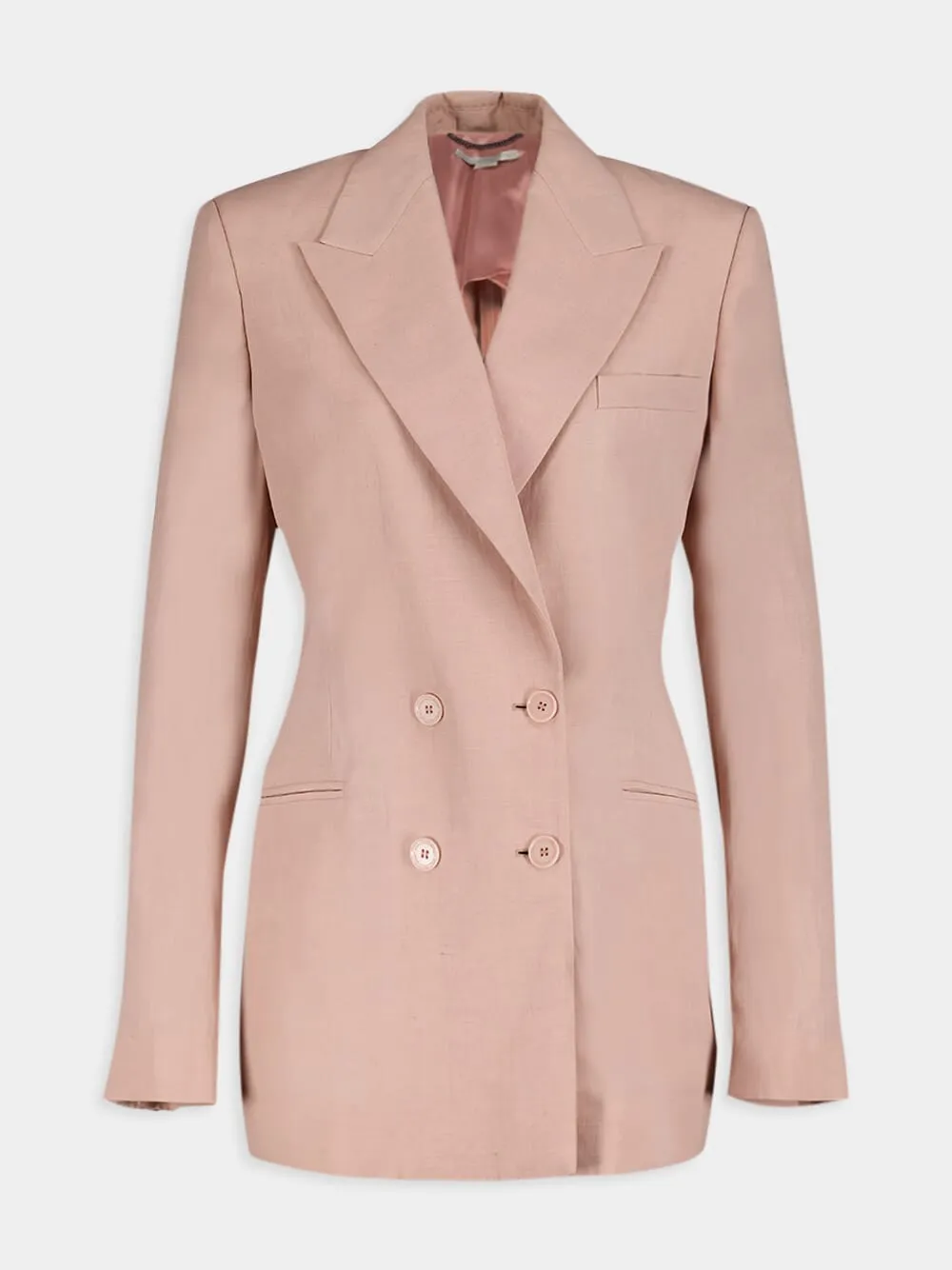 Linen Blend Double-Breasted Blazer