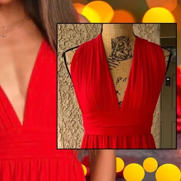 Lulus Heavenly Hues Red Maxi Dress Size M
