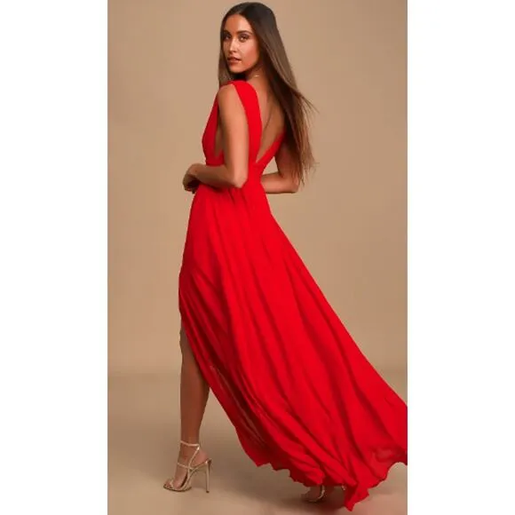 Lulus Heavenly Hues Red Maxi Dress Size M