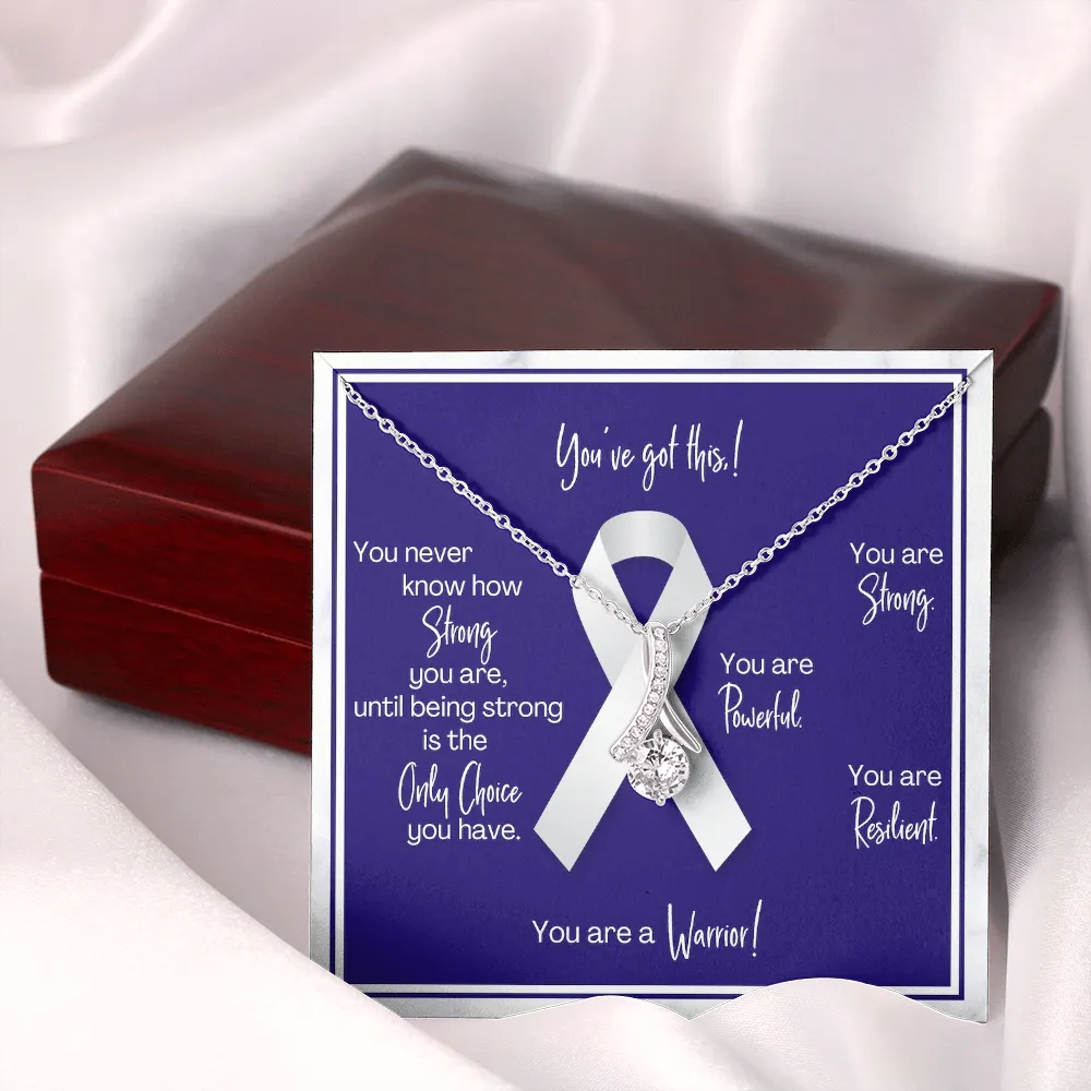 Lung Cancer Warrior | Ribbon Necklace | Gift for Survivor, Fighter, Support