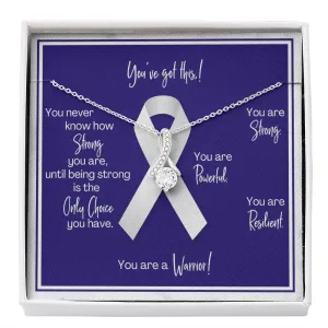 Lung Cancer Warrior | Ribbon Necklace | Gift for Survivor, Fighter, Support