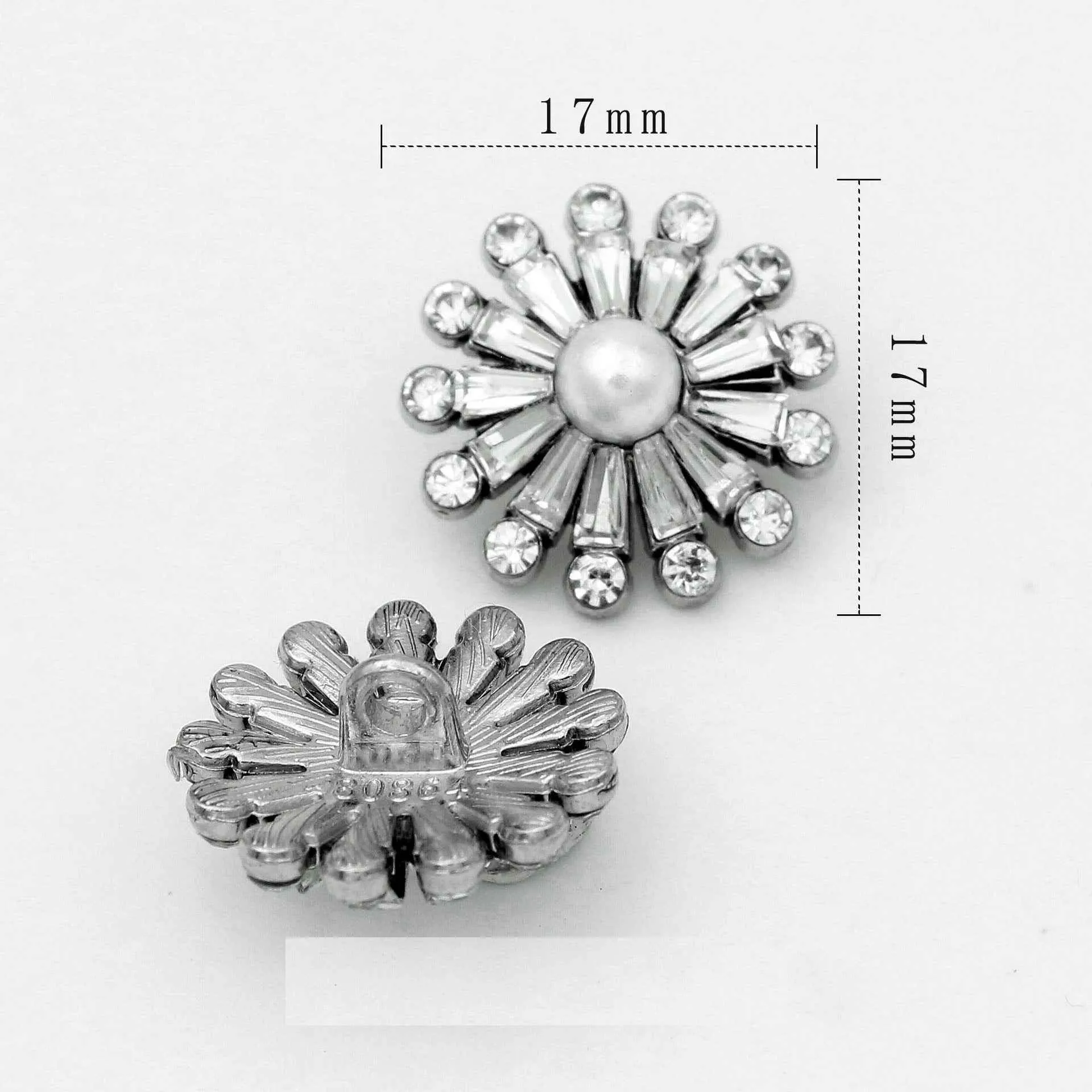 Luxury Metal Gray Crystal Rectangle Hand-Sewn Buttons 50 Pack