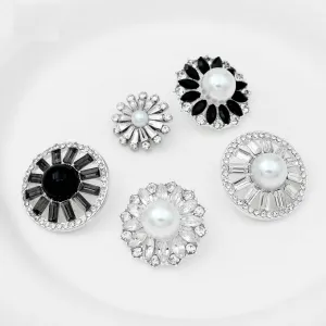 Luxury Metal Gray Crystal Rectangle Hand-Sewn Buttons 50 Pack