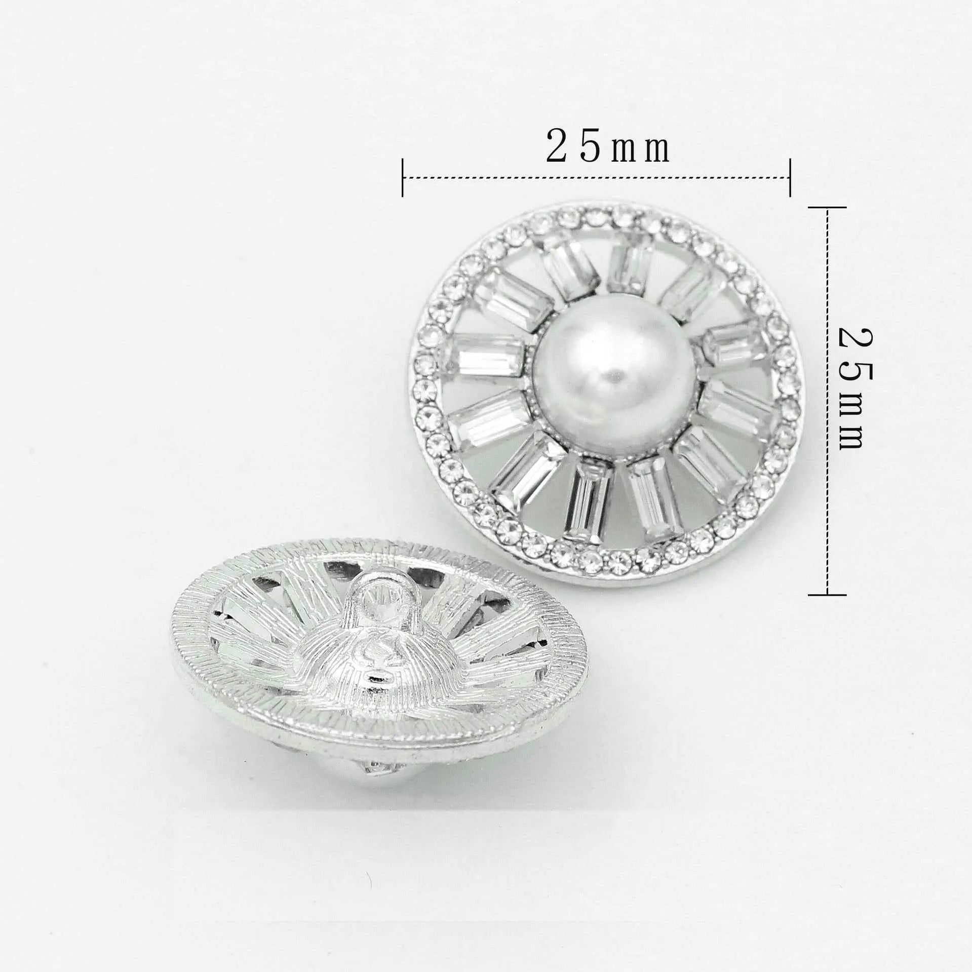Luxury Metal Gray Crystal Rectangle Hand-Sewn Buttons 50 Pack