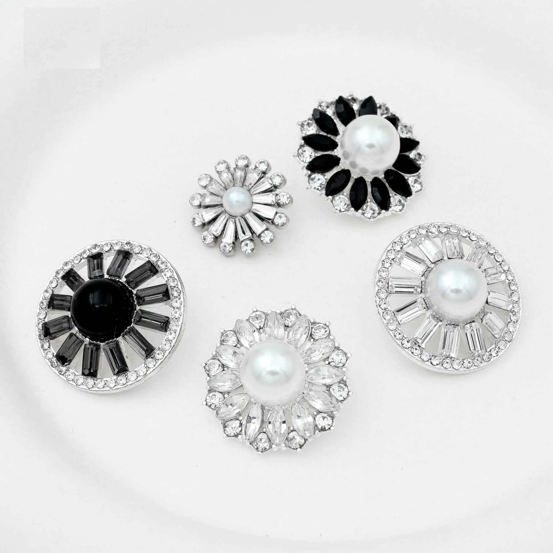 Luxury Metal Gray Crystal Rectangle Hand-Sewn Buttons 50 Pack