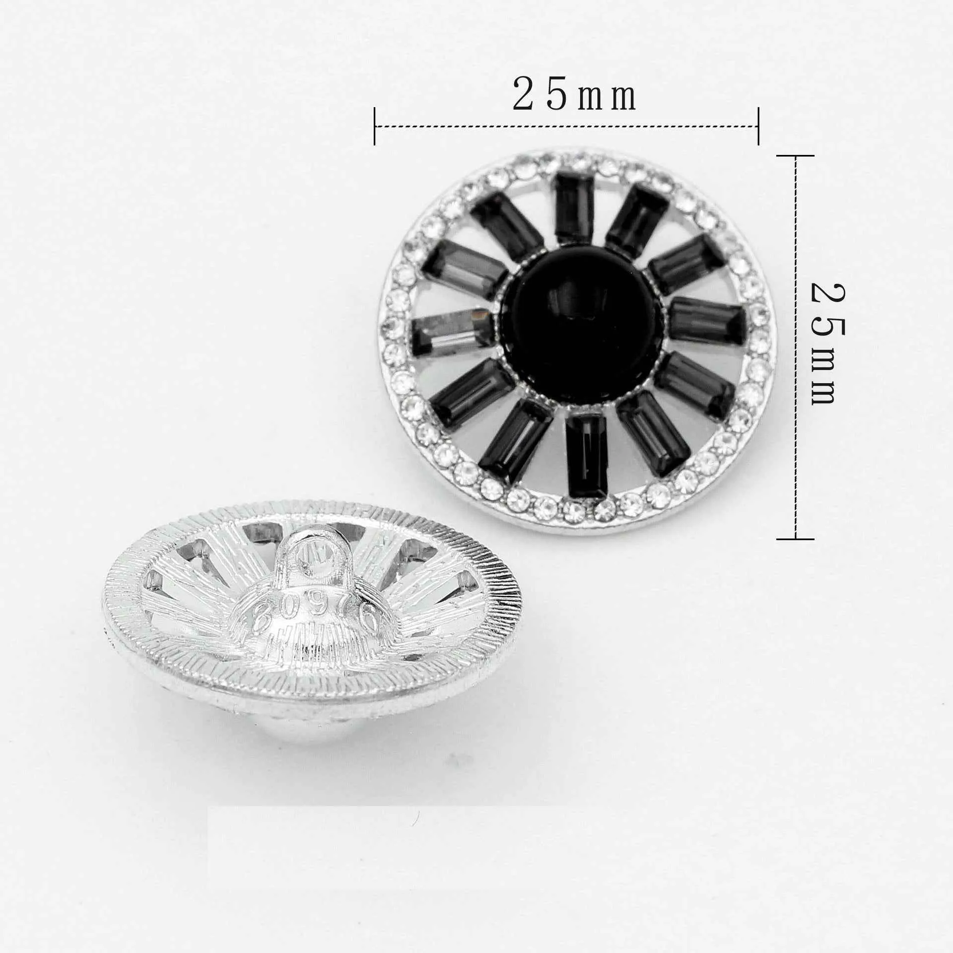 Luxury Metal Gray Crystal Rectangle Hand-Sewn Buttons 50 Pack