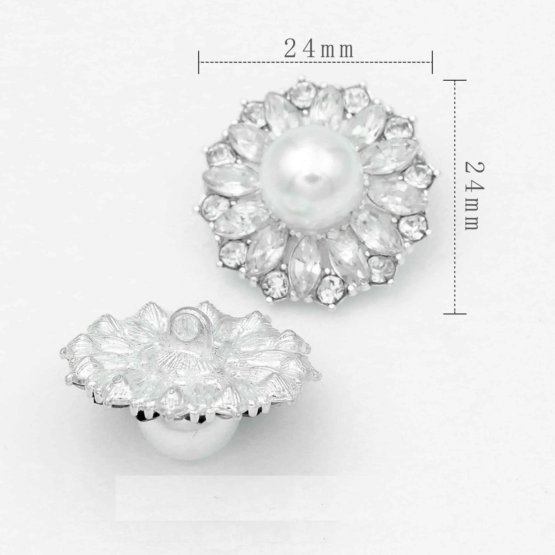 Luxury Metal Gray Crystal Rectangle Hand-Sewn Buttons 50 Pack