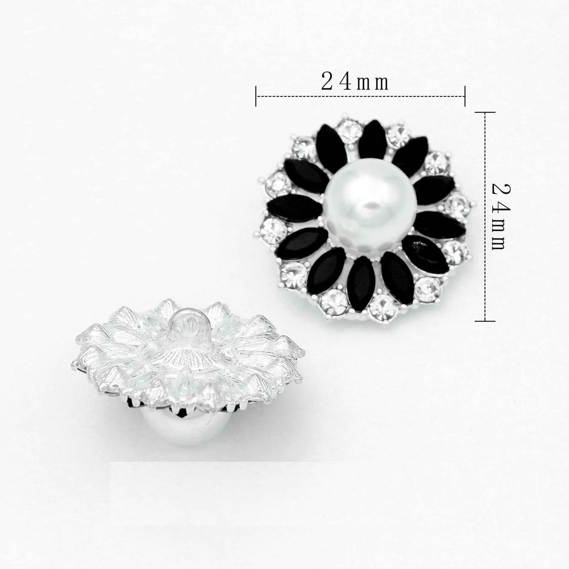 Luxury Metal Gray Crystal Rectangle Hand-Sewn Buttons 50 Pack