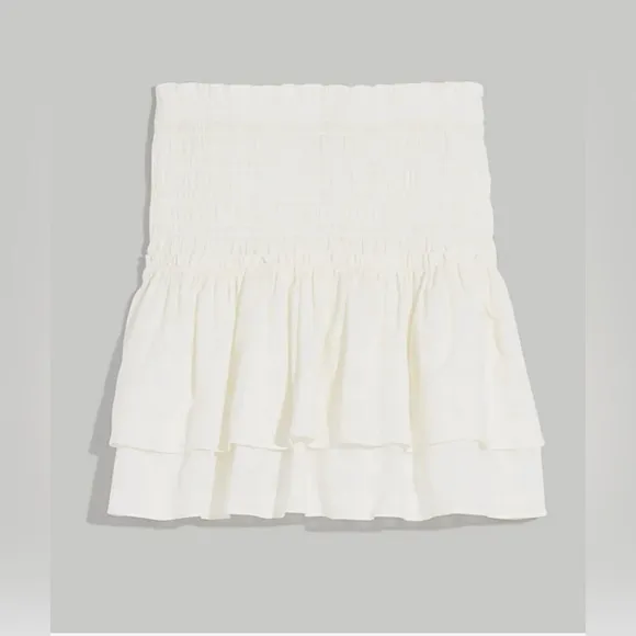 Madewell Smocked Pull On Tiered Mini Skirt Lighthouse Size X-large NWT