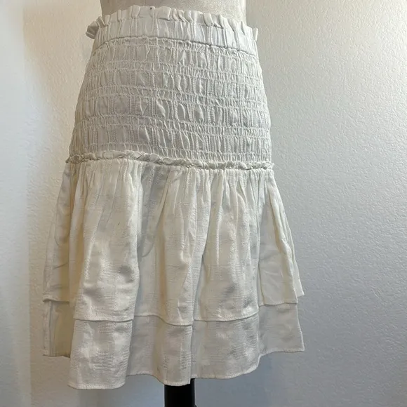Madewell Smocked Pull On Tiered Mini Skirt Lighthouse Size X-large NWT