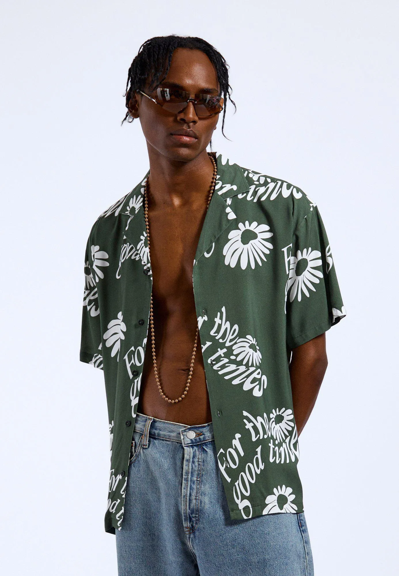 Madi Shirt - Green Flower All Over