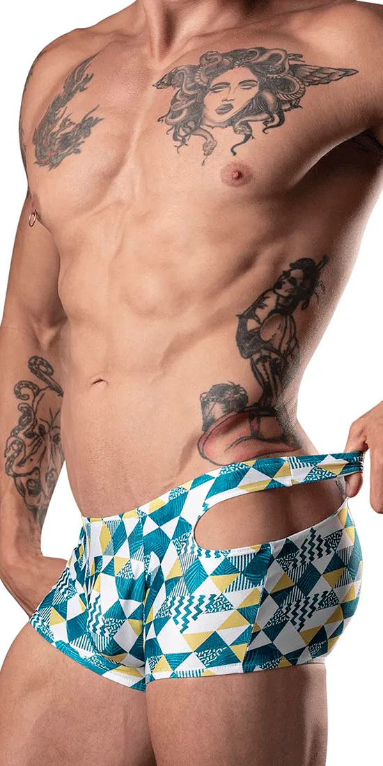 Male Power 141-292 Cut It Out Cut Out Mini Short Blue-green-white