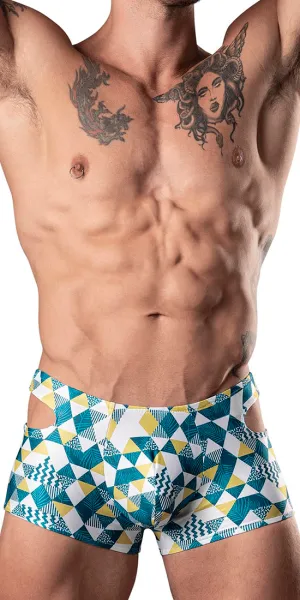 Male Power 141-292 Cut It Out Cut Out Mini Short Blue-green-white