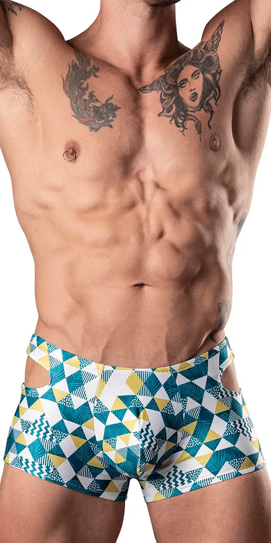 Male Power 141-292 Cut It Out Cut Out Mini Short Blue-green-white
