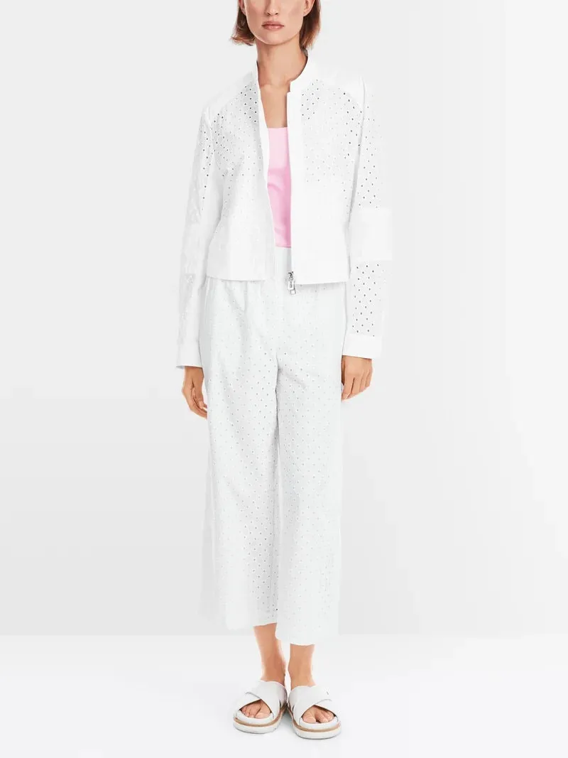 Marc Cain White Jacket With Lace Pattern