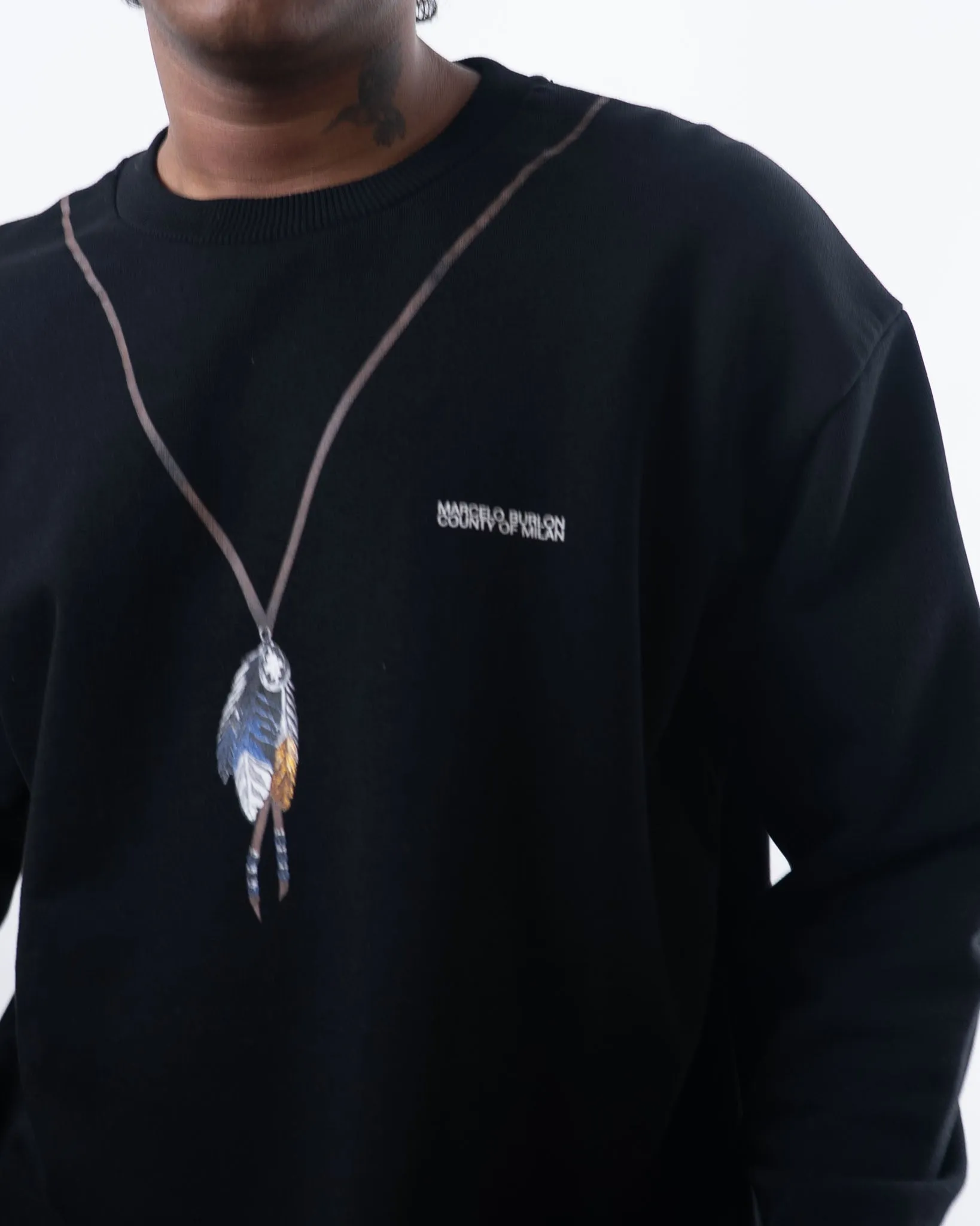 Marcelo Burlon Single Chain Feathers Over Sweatshirt