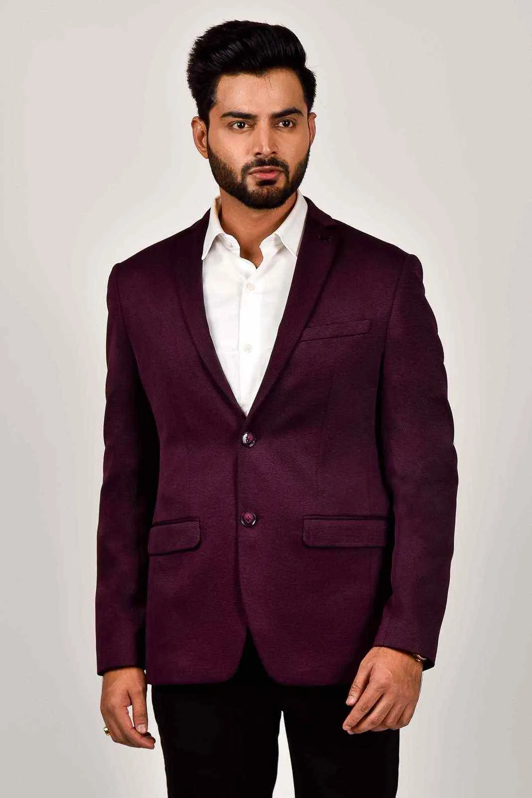 Maroon Knitted Blazer For Office Meetings