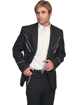 Men's Black Blazer with Piping - Scully