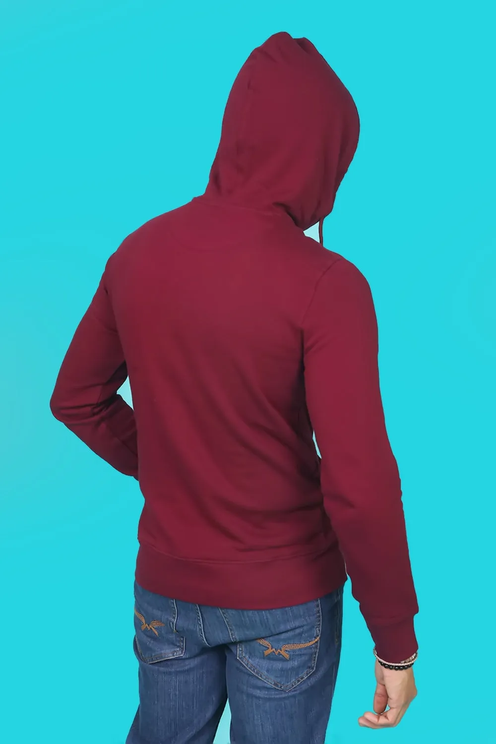 Men's Burgundy Hooded Jacket with Logo