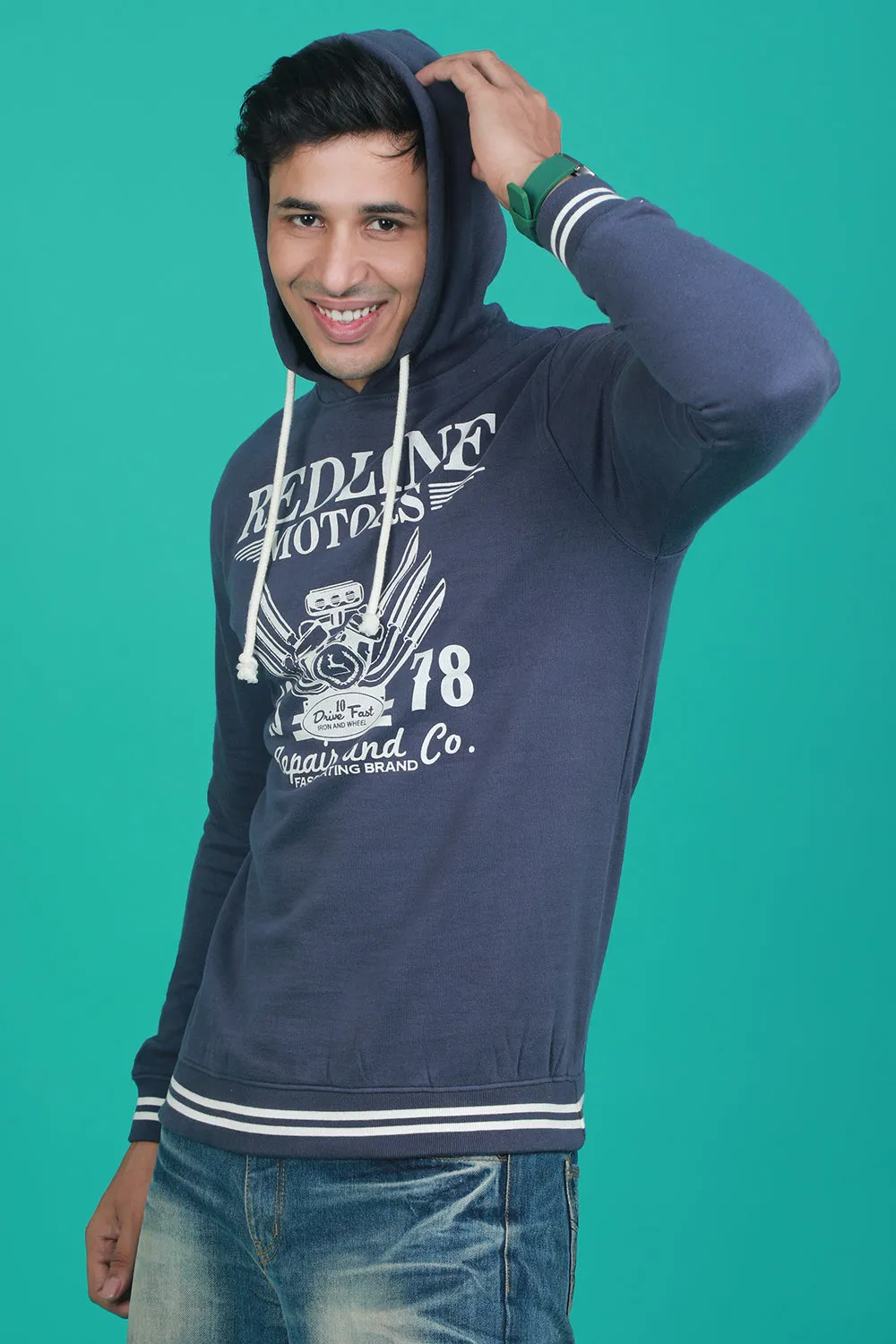 Men's Dark Navy Hooded Jacket