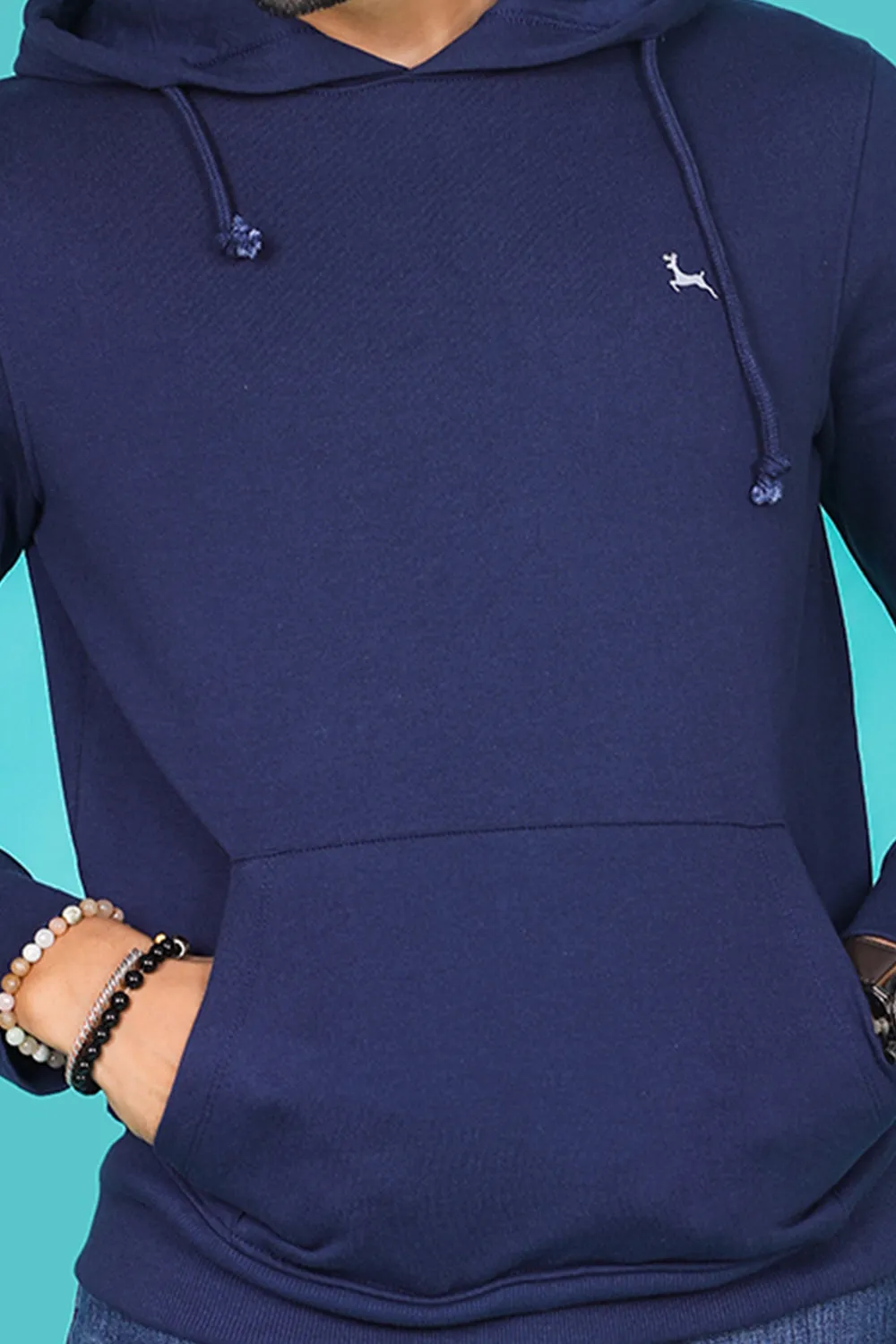 Men's Navy Hooded Jacket with Logo