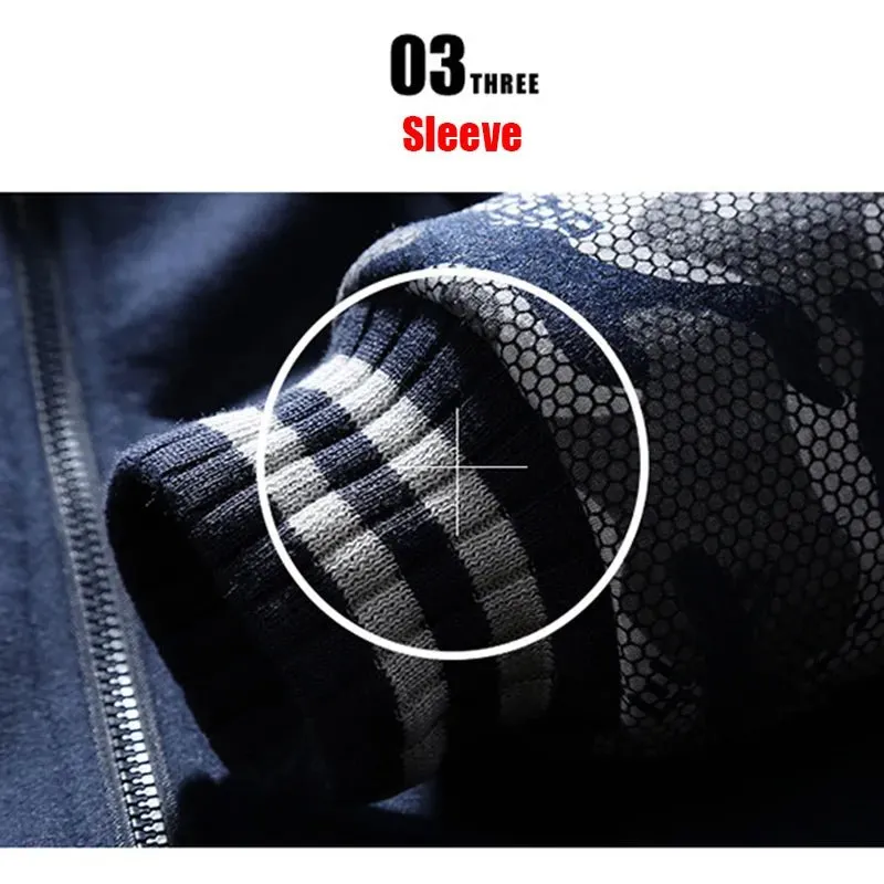 Men’s Premium Camouflage Winter Jacket - Thick Fleece-Lined Long Sleeve Coat with Hood - Casual Streetwear