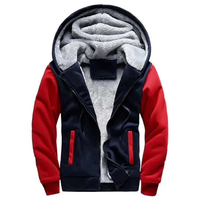 Men’s Premium Camouflage Winter Jacket - Thick Fleece-Lined Long Sleeve Coat with Hood - Casual Streetwear