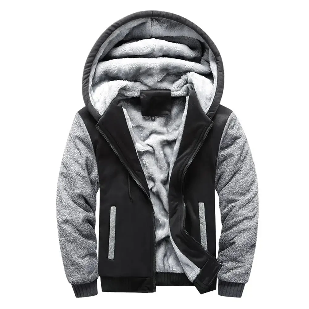 Men’s Premium Camouflage Winter Jacket - Thick Fleece-Lined Long Sleeve Coat with Hood - Casual Streetwear