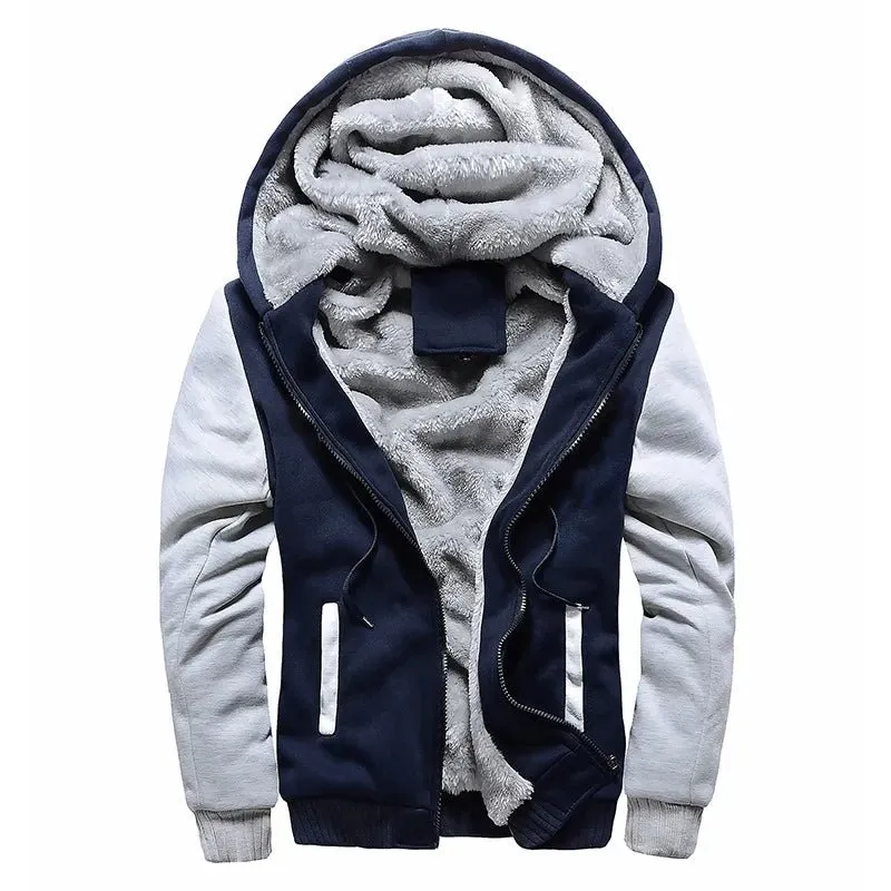 Men’s Premium Camouflage Winter Jacket - Thick Fleece-Lined Long Sleeve Coat with Hood - Casual Streetwear