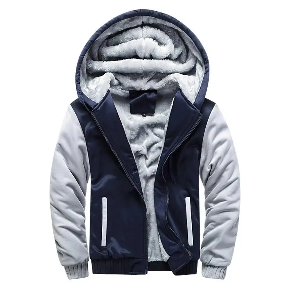 Men’s Premium Camouflage Winter Jacket - Thick Fleece-Lined Long Sleeve Coat with Hood - Casual Streetwear