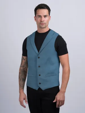 Mens Seafoam Linen Waistcoat & Vest With Revere