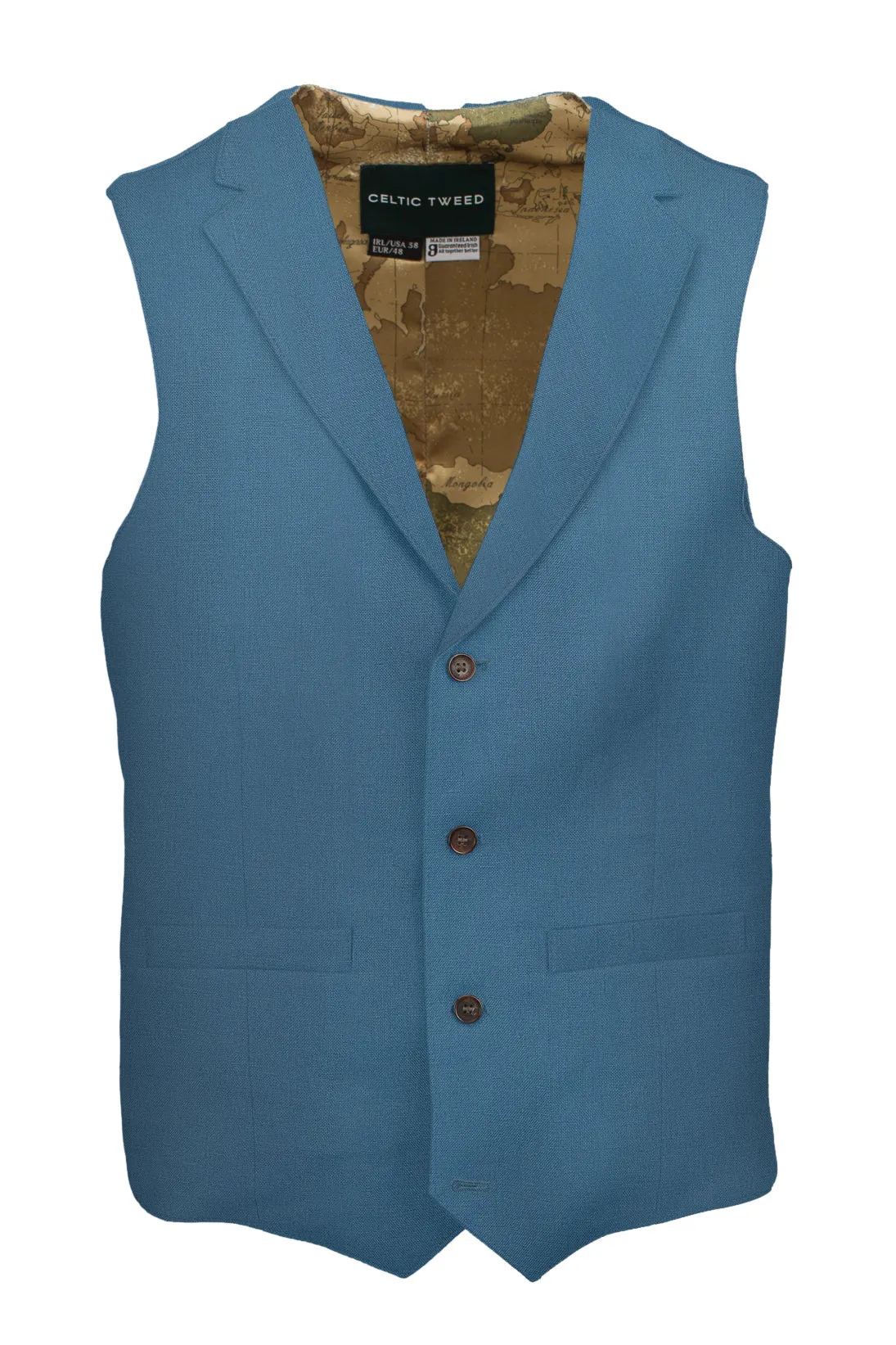Mens Seafoam Linen Waistcoat & Vest With Revere